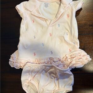 Ralph Lauren Light Pink Baby Polo Set